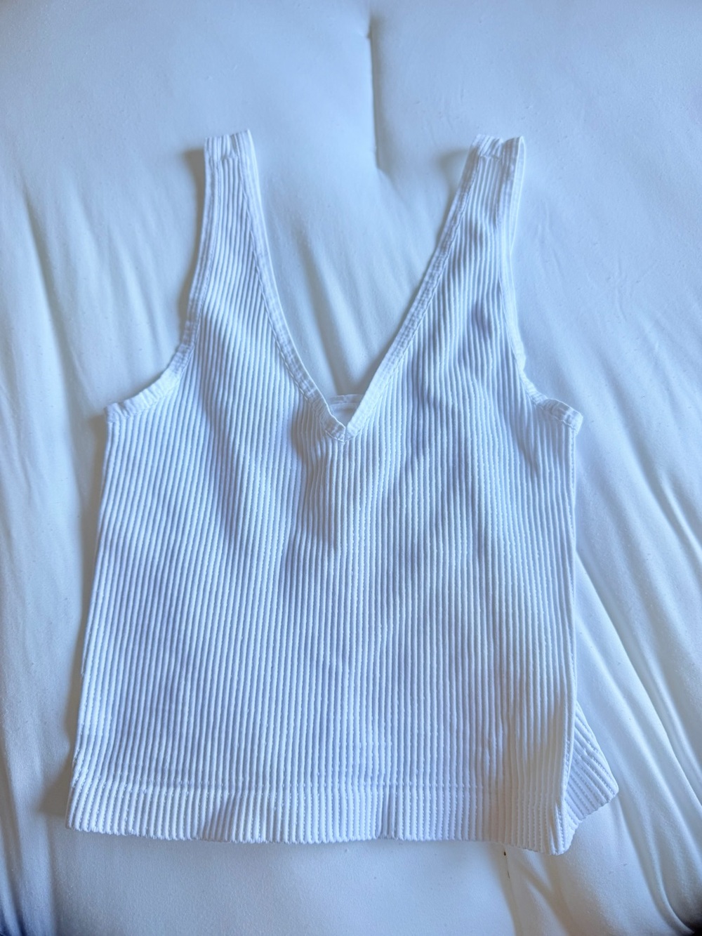 Nikibiki White Ribbed V-Neck Tank Top
